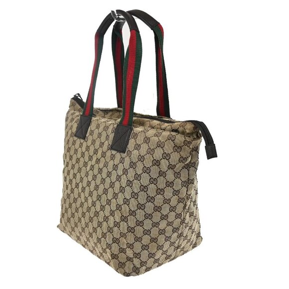 GUCCI GG Logo Sherry Line Shoulder Hand Bag Canvas Leather Beige Italy 67KC204 - Picture 3 of 16